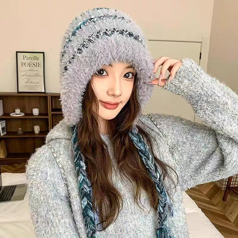 秋冬季新款保暖毛线帽优雅时尚潮休闲帽子帽子女连帽可爱详情图2