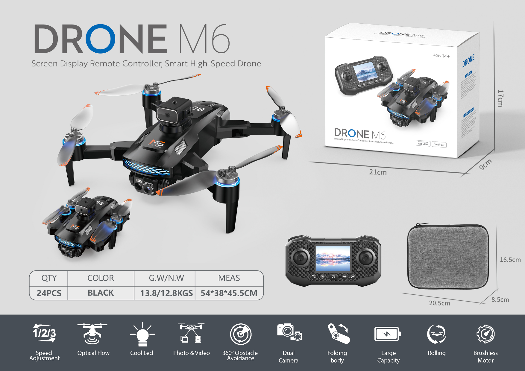 M6 Drone toy, a portable children's remote-controlled flying toy