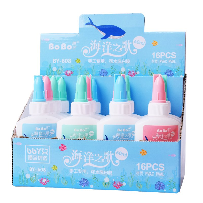 BY-608 White Glue 60ml, student-specific eco-friendly white glue, quick bonding, easy to use, odorless and free of formaldehyde full figure
