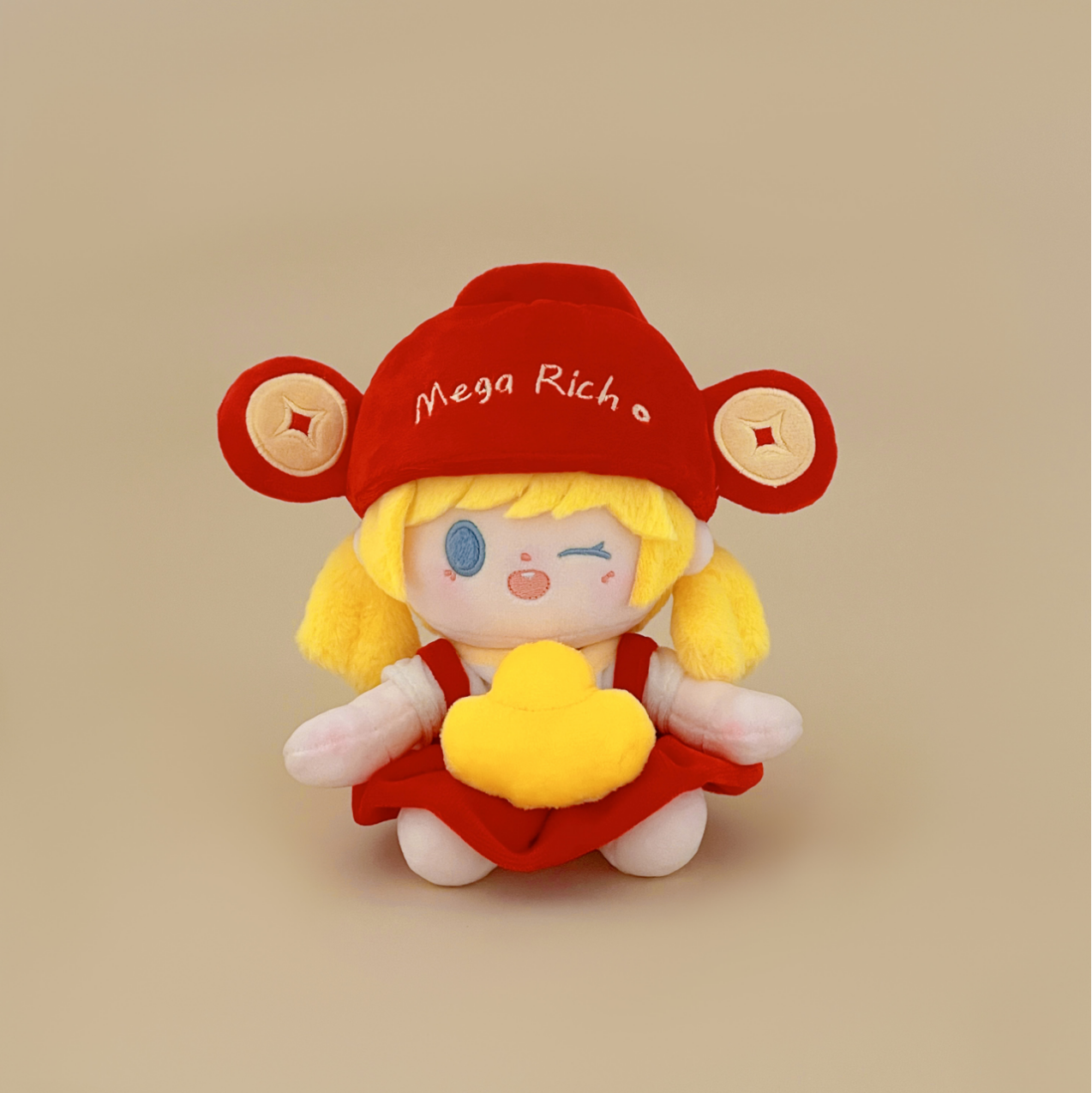 Menggu Wuxue Little Princess God of Wealth 16cm New Year Set Cotton Doll MS2501