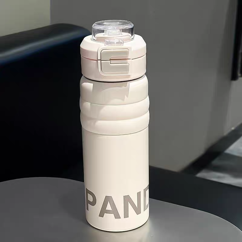 2115-600ml stainless steel insulated cup, women's large-capacity ice cup, portable car coffee cup, straw water bottle, tea cup detail image 2