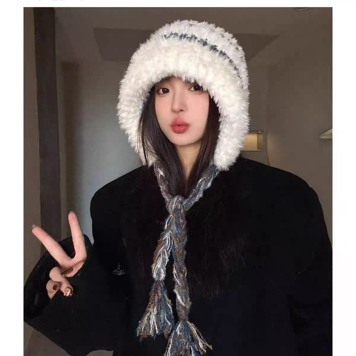 秋冬季新款保暖毛线帽优雅时尚潮休闲帽子帽子女连帽可爱详情图4