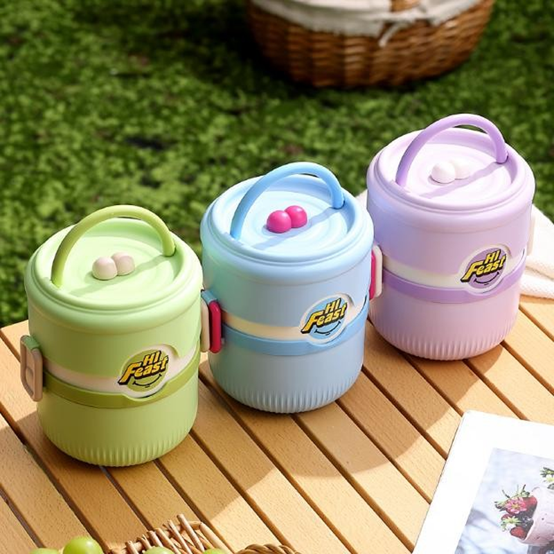 可折叠便携保温饭盒 带盖密封上班族学生便当盒 分隔保鲜餐盒详情2