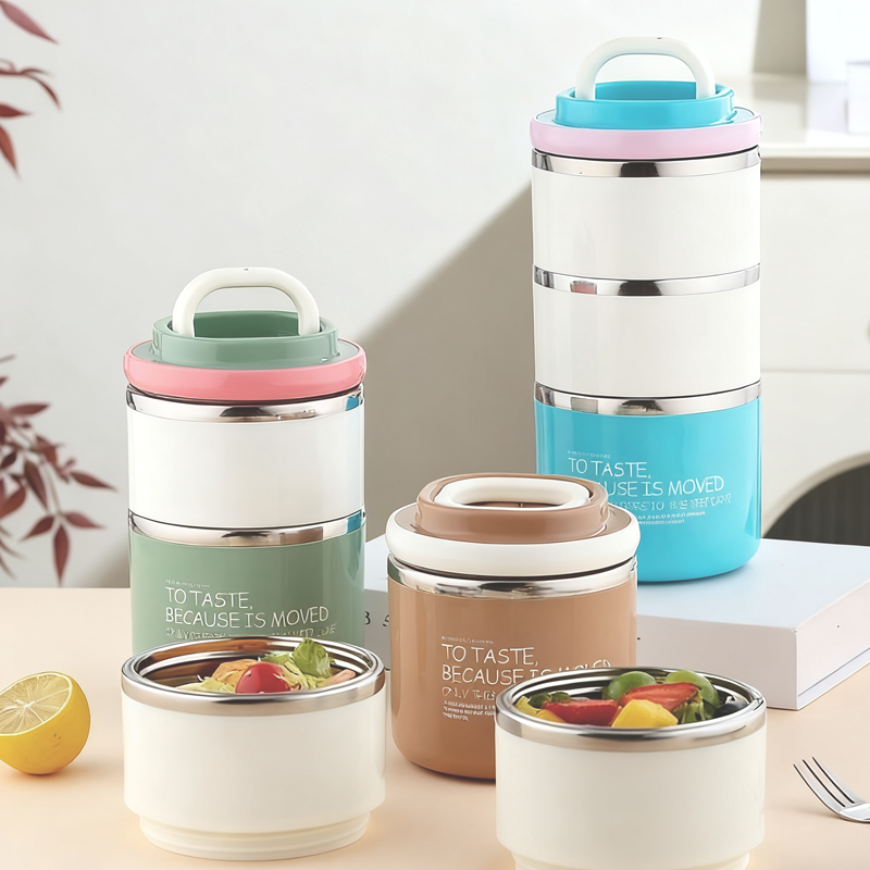 TO TASTE手提分层便当盒 不锈钢密封防漏餐盒 多彩学生上班族带饭保温保鲜盒详情2