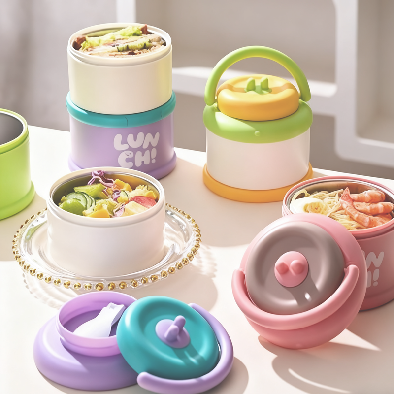 LUNCH!手提分层便当盒 密封防漏不锈钢餐盒 多彩学生上班族带饭保鲜盒详情3