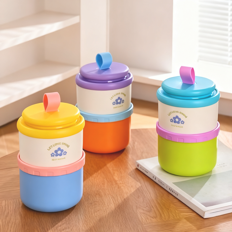 多彩分层便携便当盒 密封防漏不锈钢餐盒 学生上班族带饭保鲜盒多彩分层便携便当盒 详情2