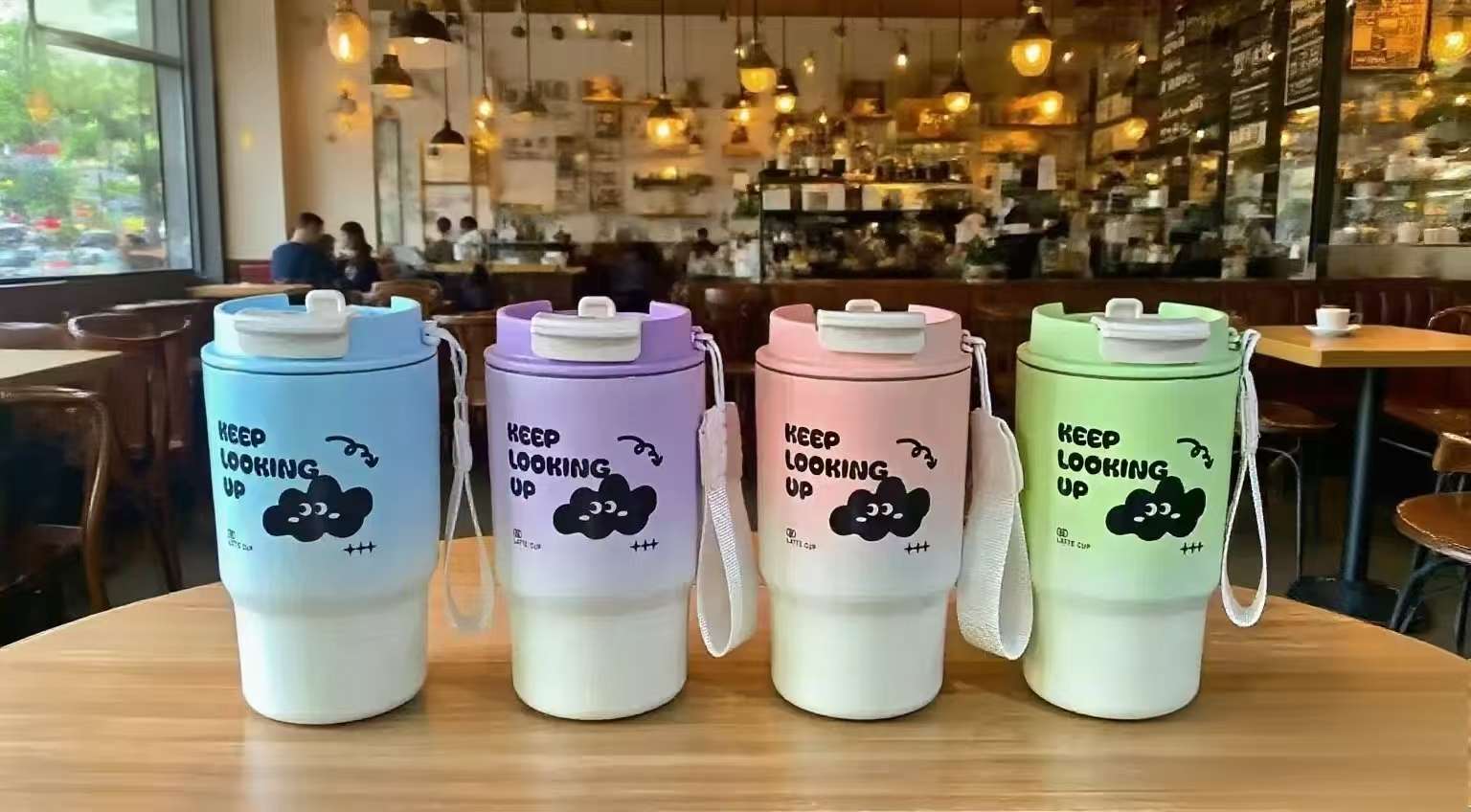 渐变提手咖啡杯500ML