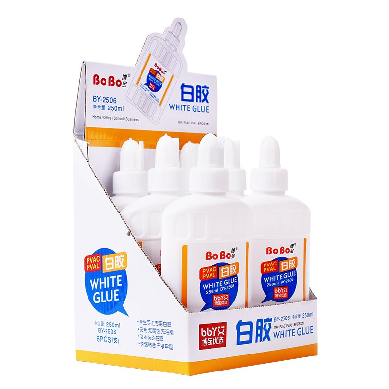 BY-2506 白胶 250ml 学生专用环保白胶 快速粘合 好用无味无甲醛