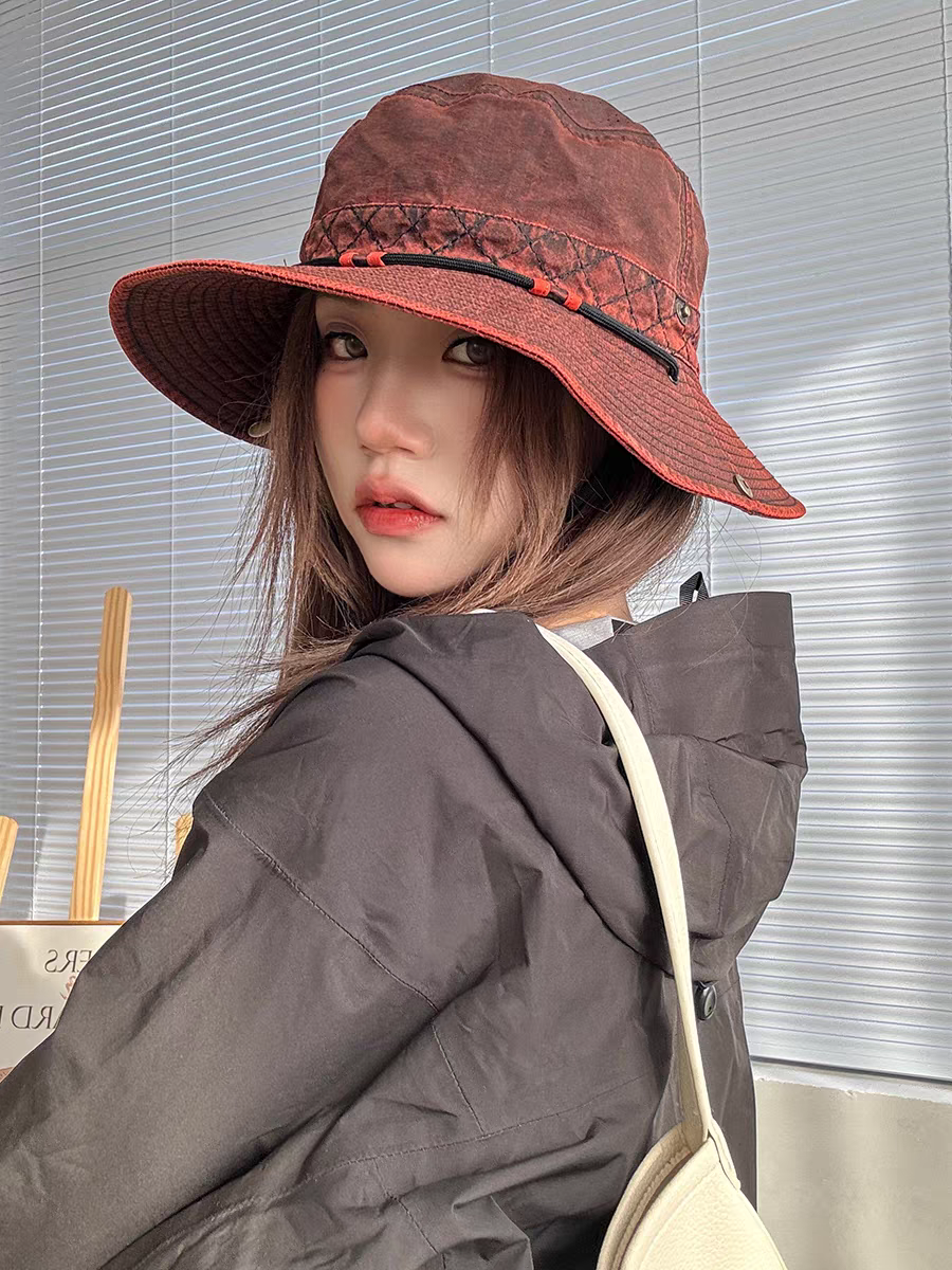 新款高品质水洗大檐登山帽西部牛仔帽时尚休闲帽子水洗渔夫帽