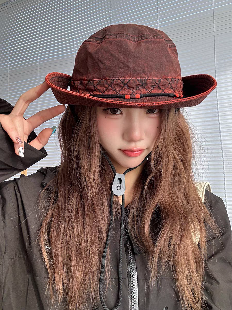 New high-quality washable wide-brimmed hiking hat, Western cowboy hat, fashionable and casual hat, washable fisherman hat detail image 4