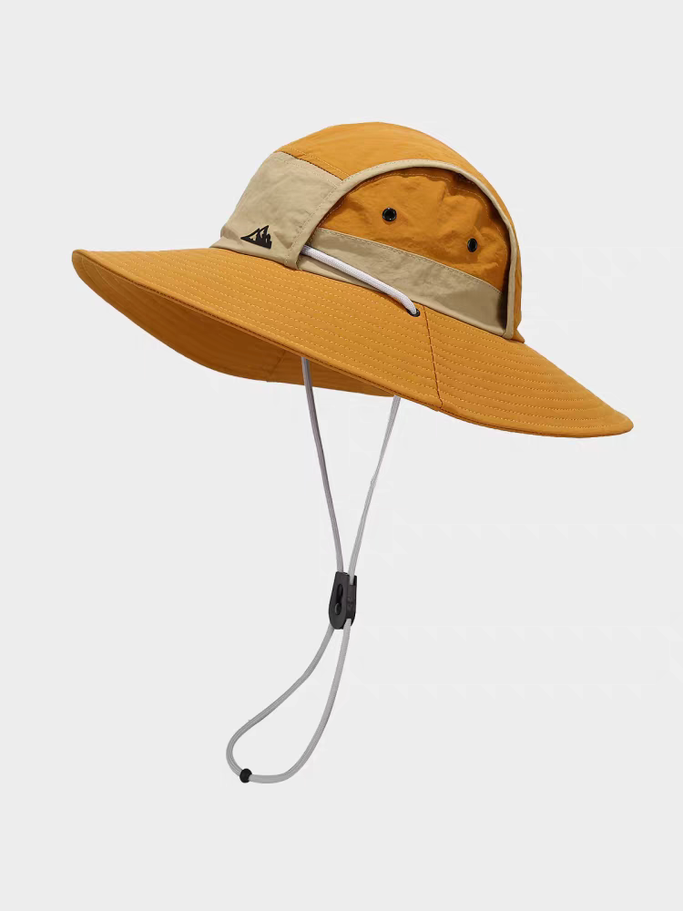 New color-blocked UV-resistant wide-brimmed mountaineering hat, fashionable and casual sunshade hat, waterproof fisherman hat Application Scenario