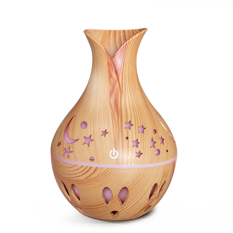 Star and Moon Hollowed-out humidifier with wood grain is a best-selling household small humidifier details Picture