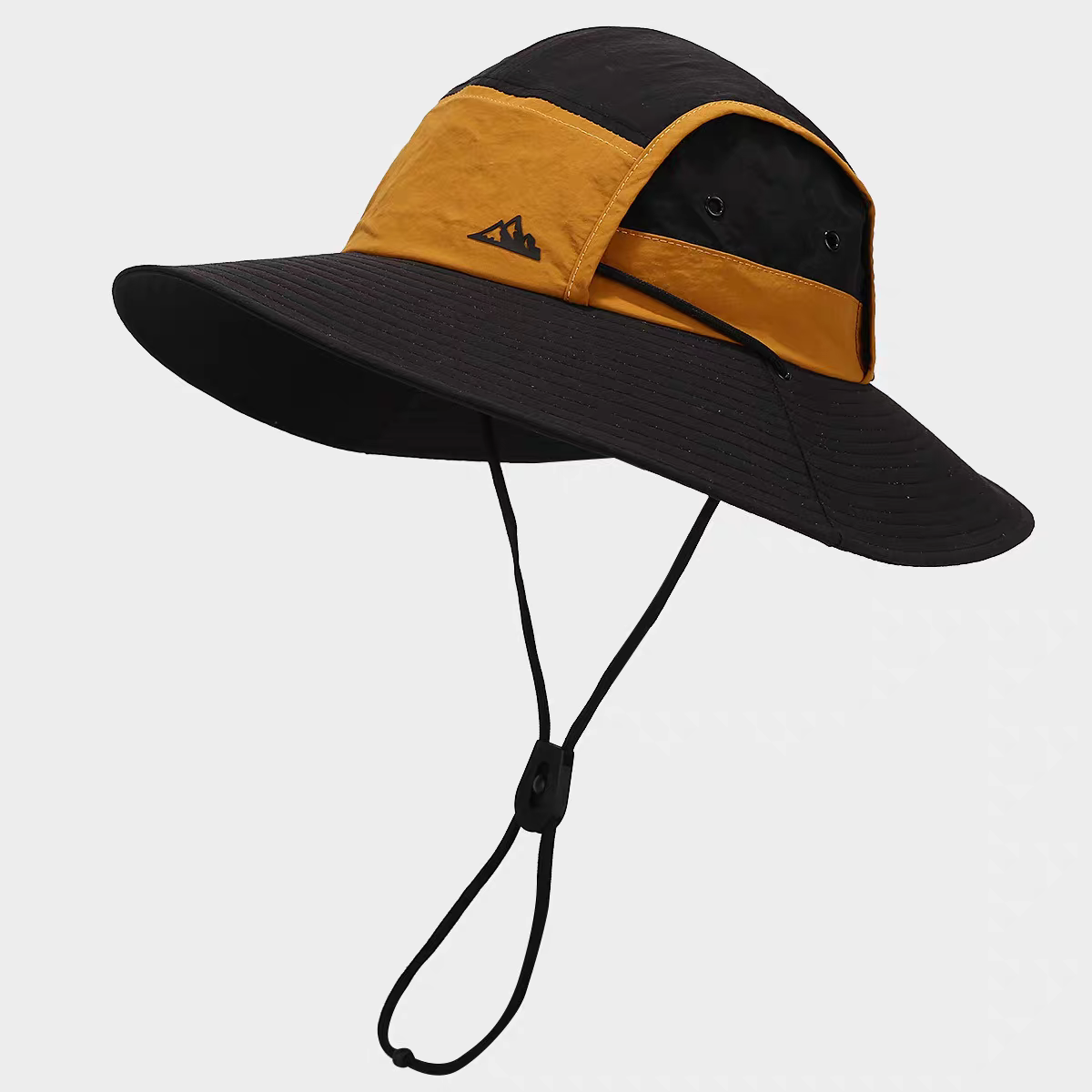 New color-blocked UV-resistant wide-brimmed mountaineering hat, fashionable and casual sunshade hat, waterproof fisherman hat detail image 4