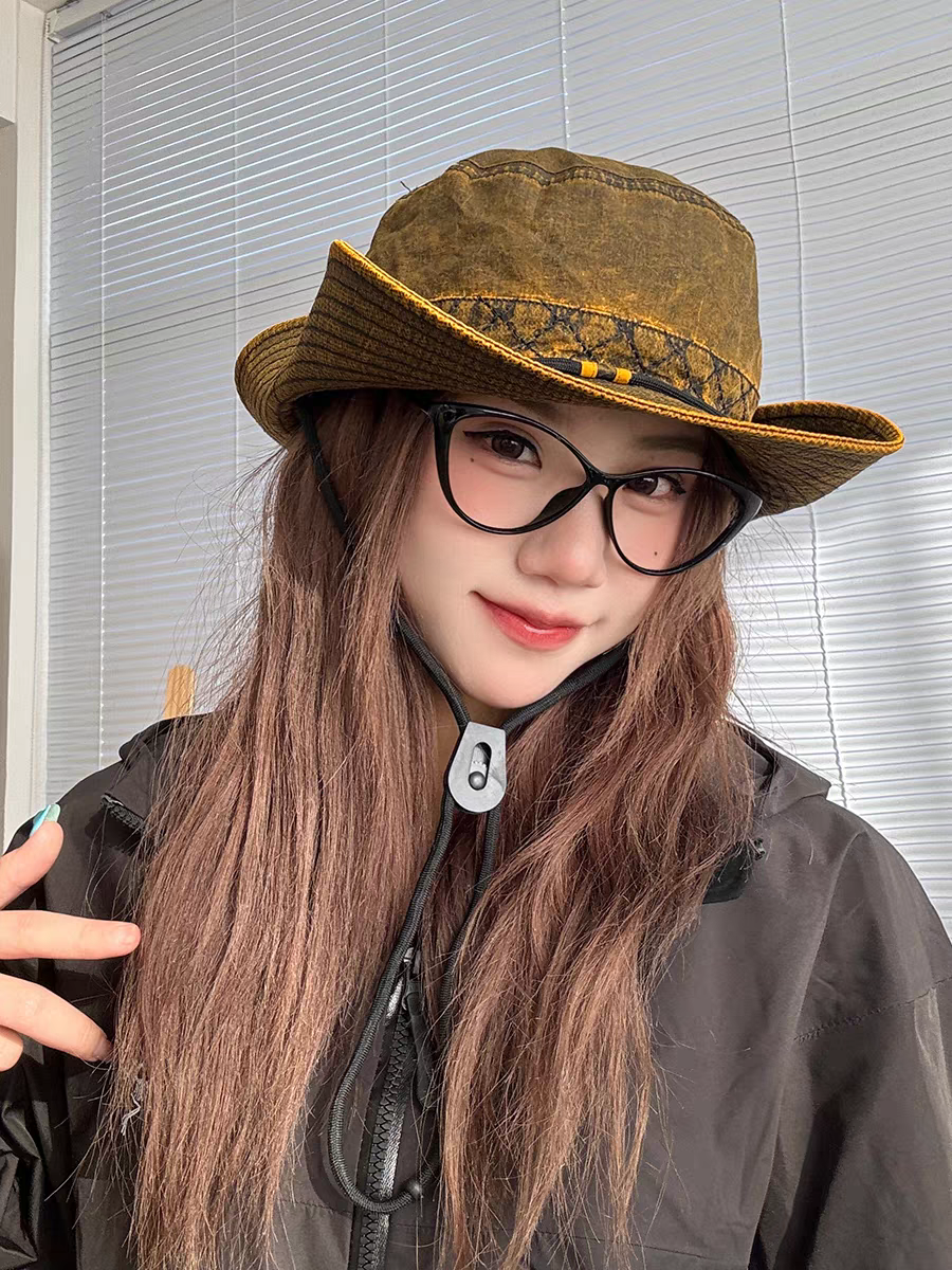 New high-quality washable wide-brimmed hiking hat, Western cowboy hat, fashionable and casual hat, washable fisherman hat detail image 3