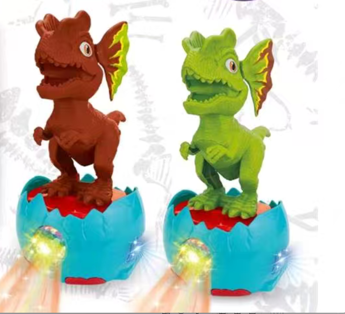 跨境电商儿童爆款电动恐龙万向蛋站公仔两色混装儿童益智炫酷恐龙玩具白底实物图