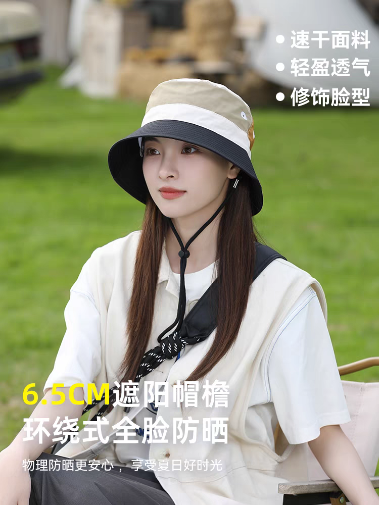 The new color-blocked UV-resistant fisherman's hat is fashionable, waterproof and casual. It's a cute hooded hat for women Specification image