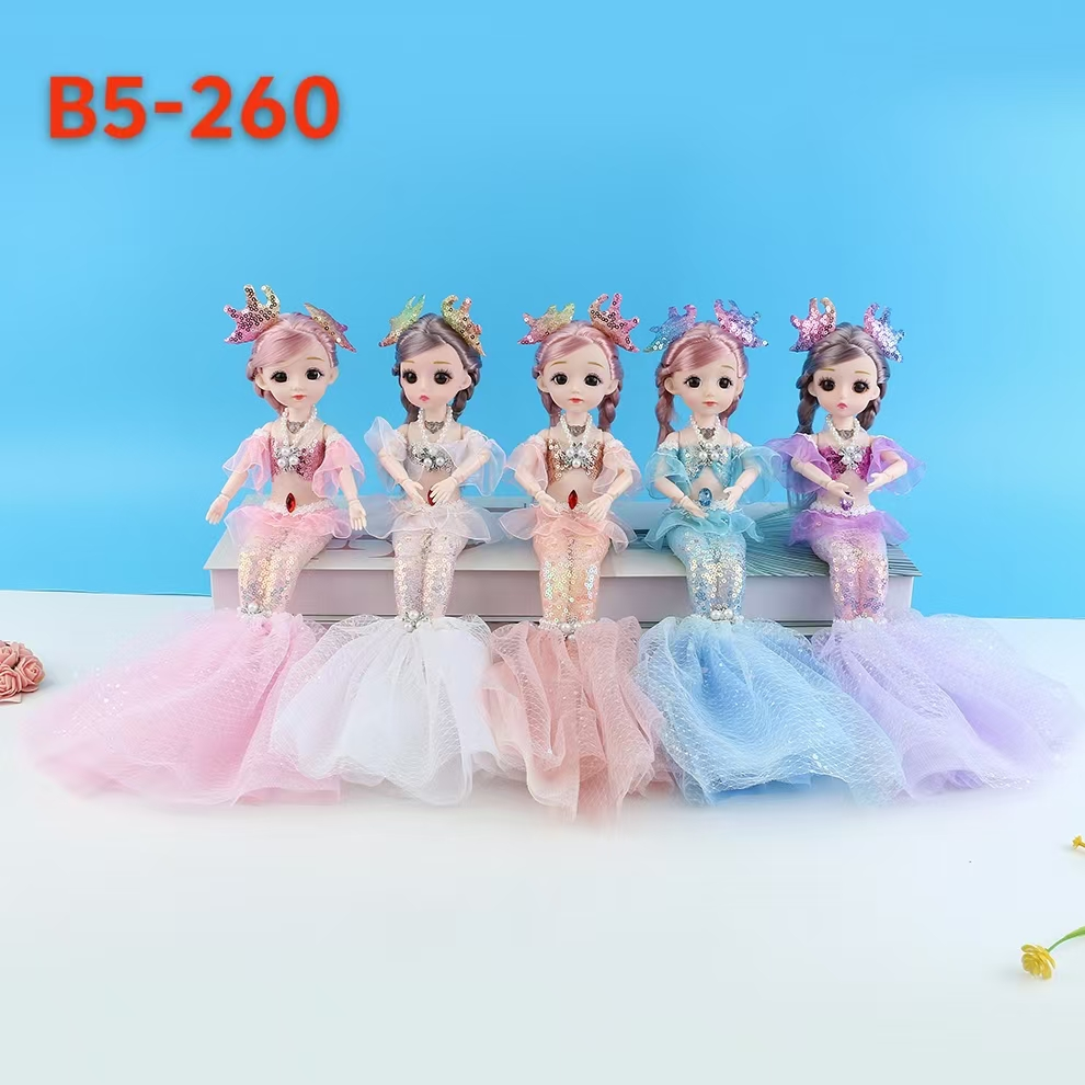 30 cm Barbie doll toy, cartoon multi-joint intelligent music, mermaid doll, girl toy, children's princess doll, wedding doll, house play, birthday gift item