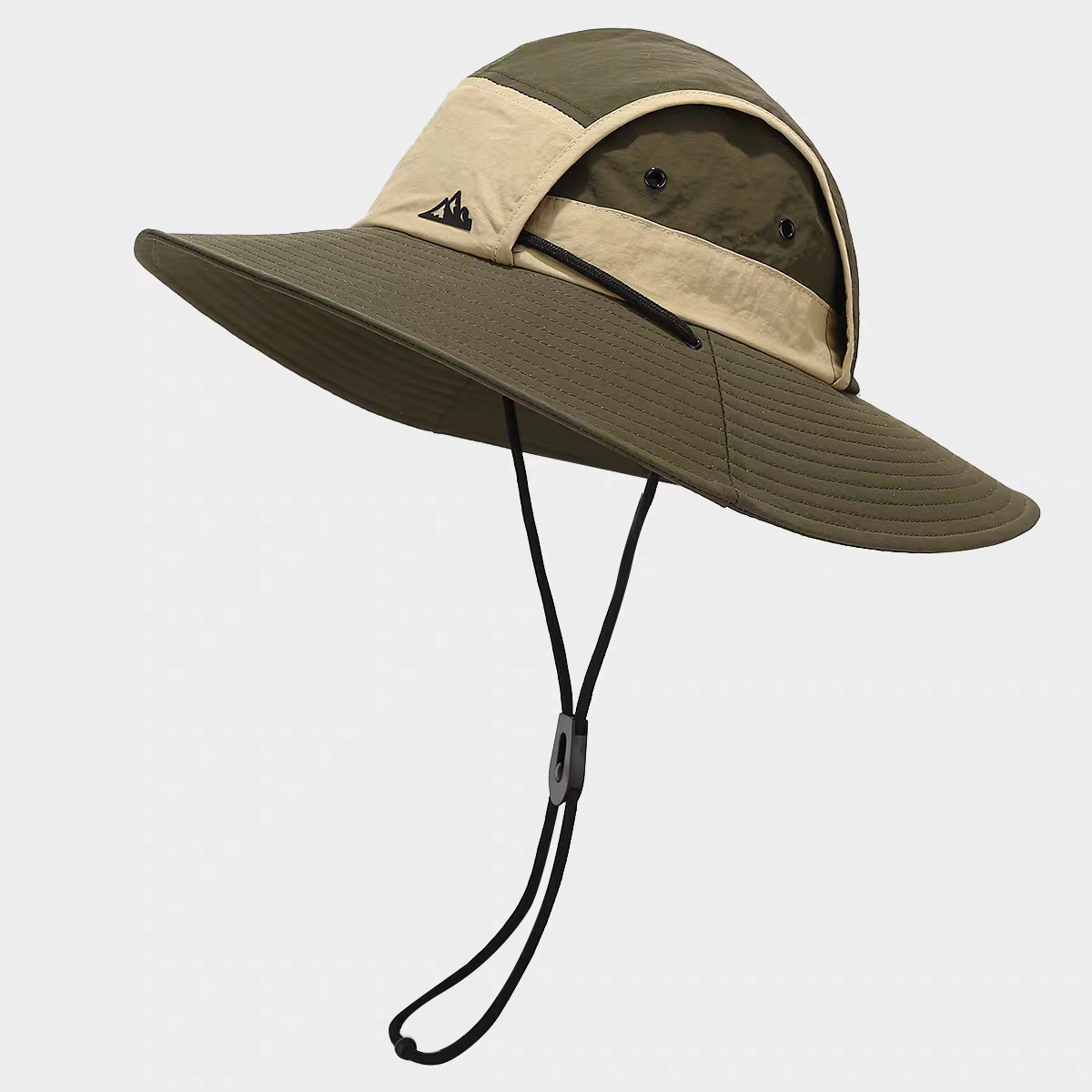 New color-blocked UV-resistant wide-brimmed mountaineering hat, fashionable and casual sunshade hat, waterproof fisherman hat Item Picture