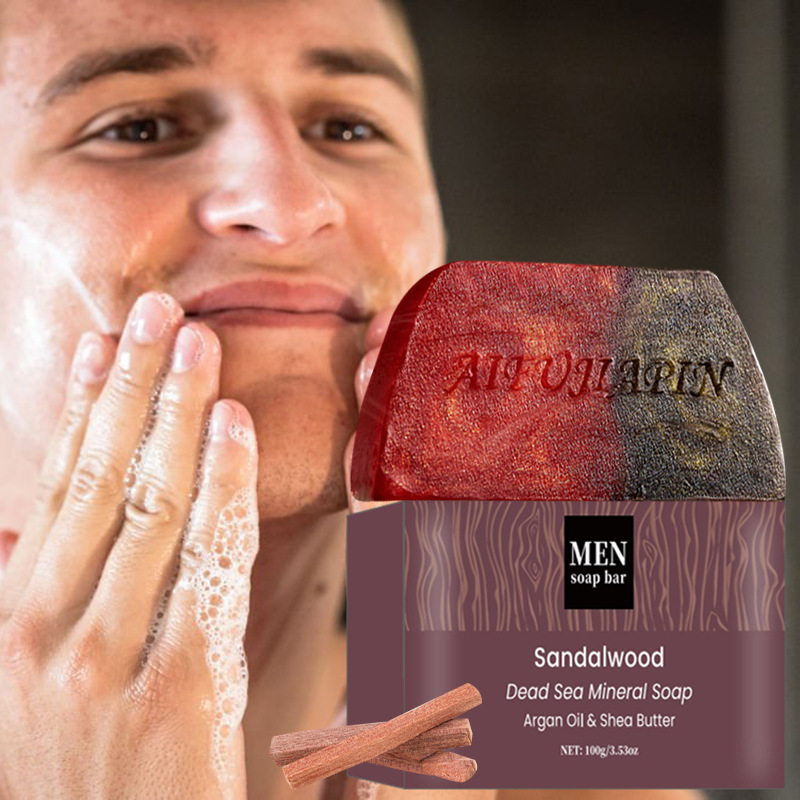 maxi limpio Agarwood Soap for Men, Facial Cleansing Soap, Bath Soap, Two-color Handmade Soap details Picture