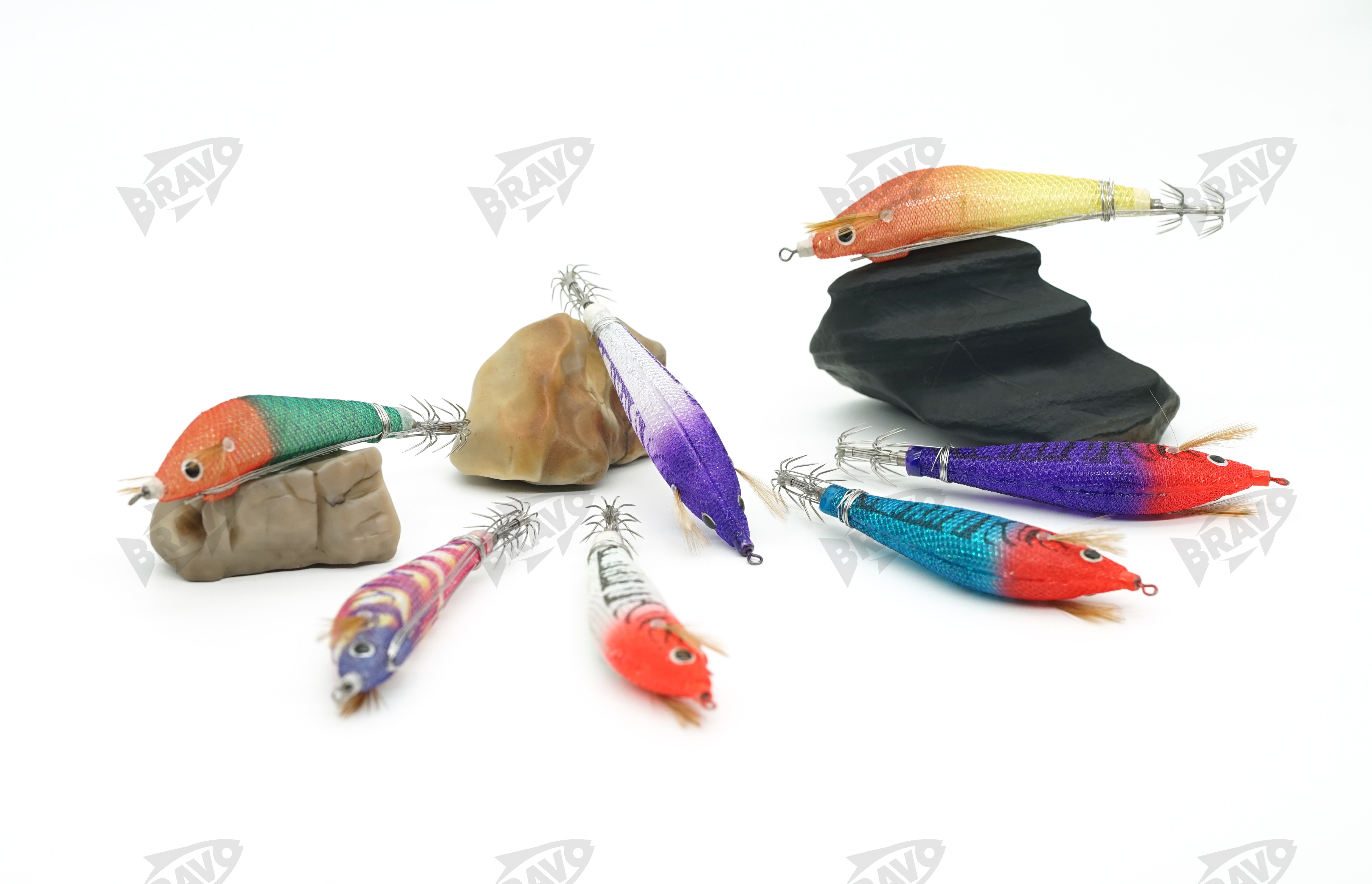BRAVO steel wire wood shrimp bait artificial bait can be used to bind live baits with fish slices, glow-in-the-dark UV squid hooks and artificial shrimp Application Scenario