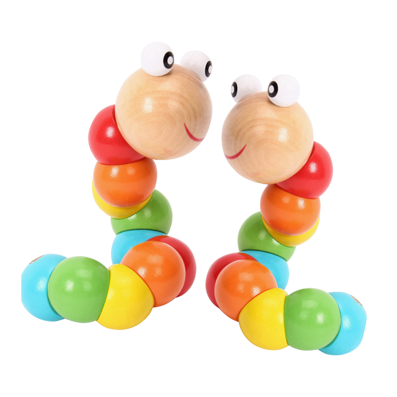 Wooden, versatile, twisted, caterpillar, beaded, and beaded children's and babies' early education and intelligence toys, color recognition building blocks gift box set Application Scenario