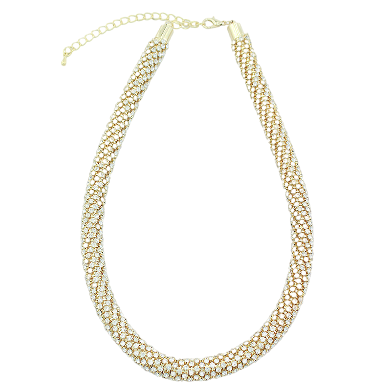 Cross-border exaggerated, individualistic, luxurious, wrapped rhinestone elastic necklace with innovative design sense, full of shiny rhinestones and small diamonds necklace