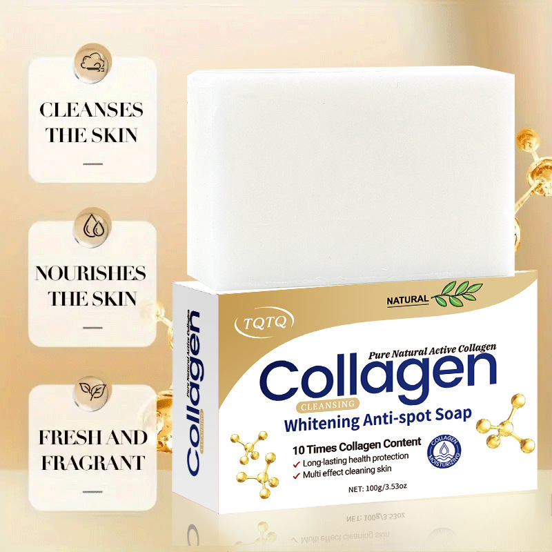 maxi limpio外贸Collagen soap手工皂清洁洗澡肥皂骨胶原蛋白香皂