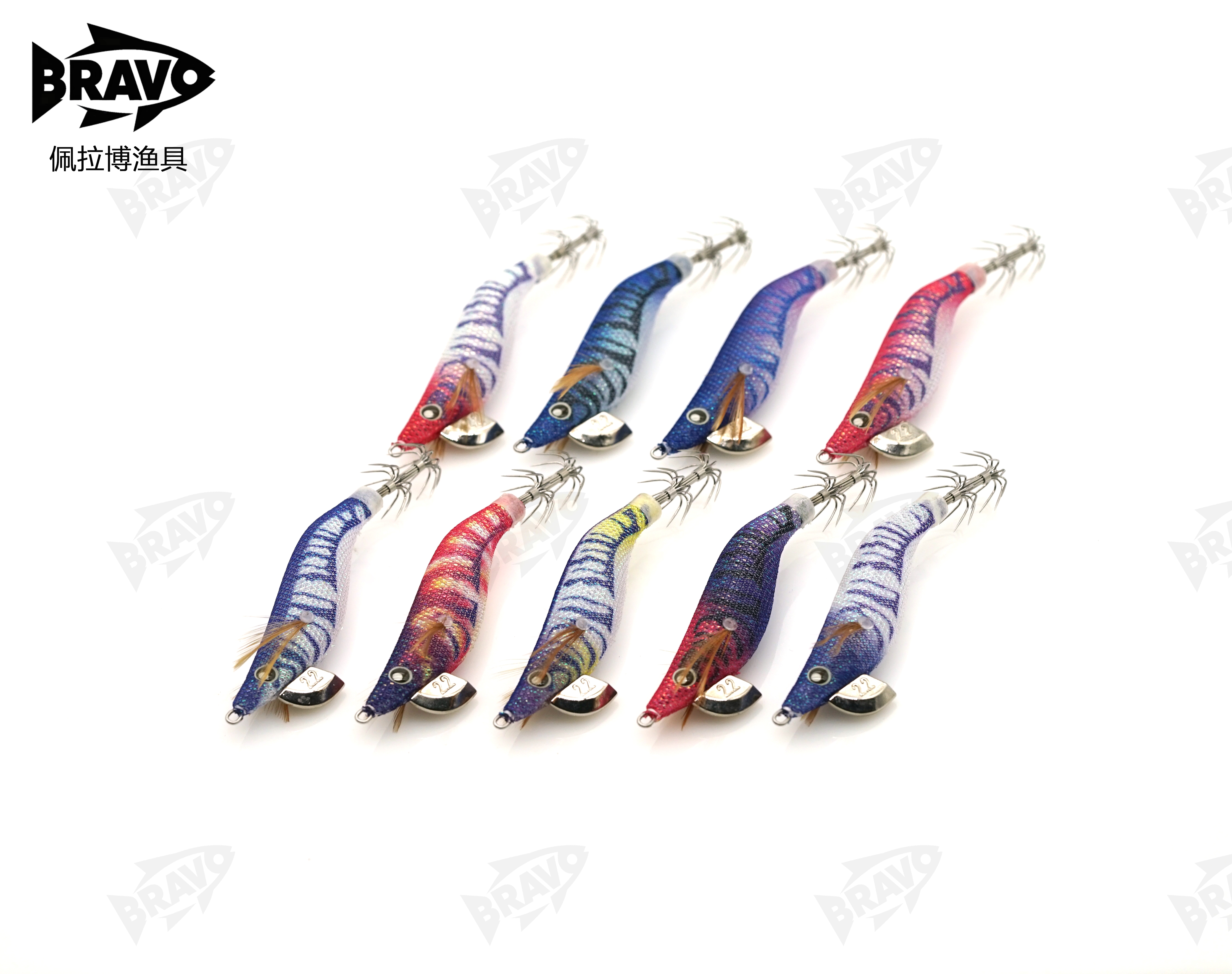 BRAVO Squid Hook, sea fishing squid, cuttlefish, fake shrimp bait, Lure Bait 2.2, luminous slow-sinking wood shrimp