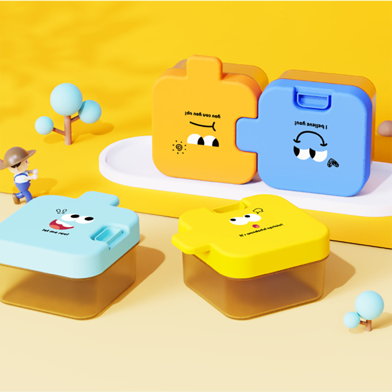 趣味表情包拼图造型便携饭盒 儿童学生密封餐盒 可爱卡通分装配餐便当盒详情2