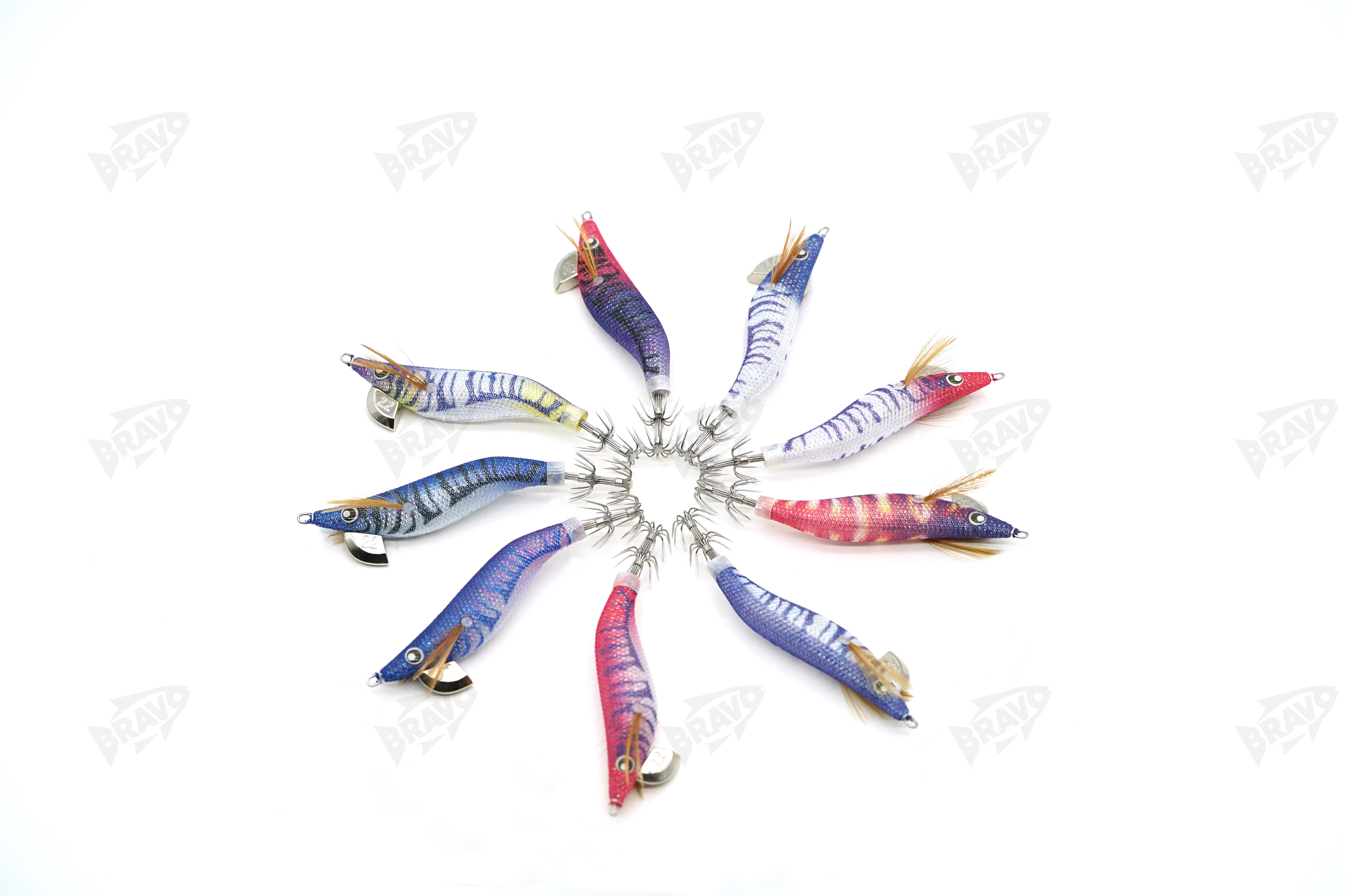 BRAVO Squid Hook, sea fishing squid, cuttlefish, fake shrimp bait, Lure Bait 2.2, luminous slow-sinking wood shrimp details Picture