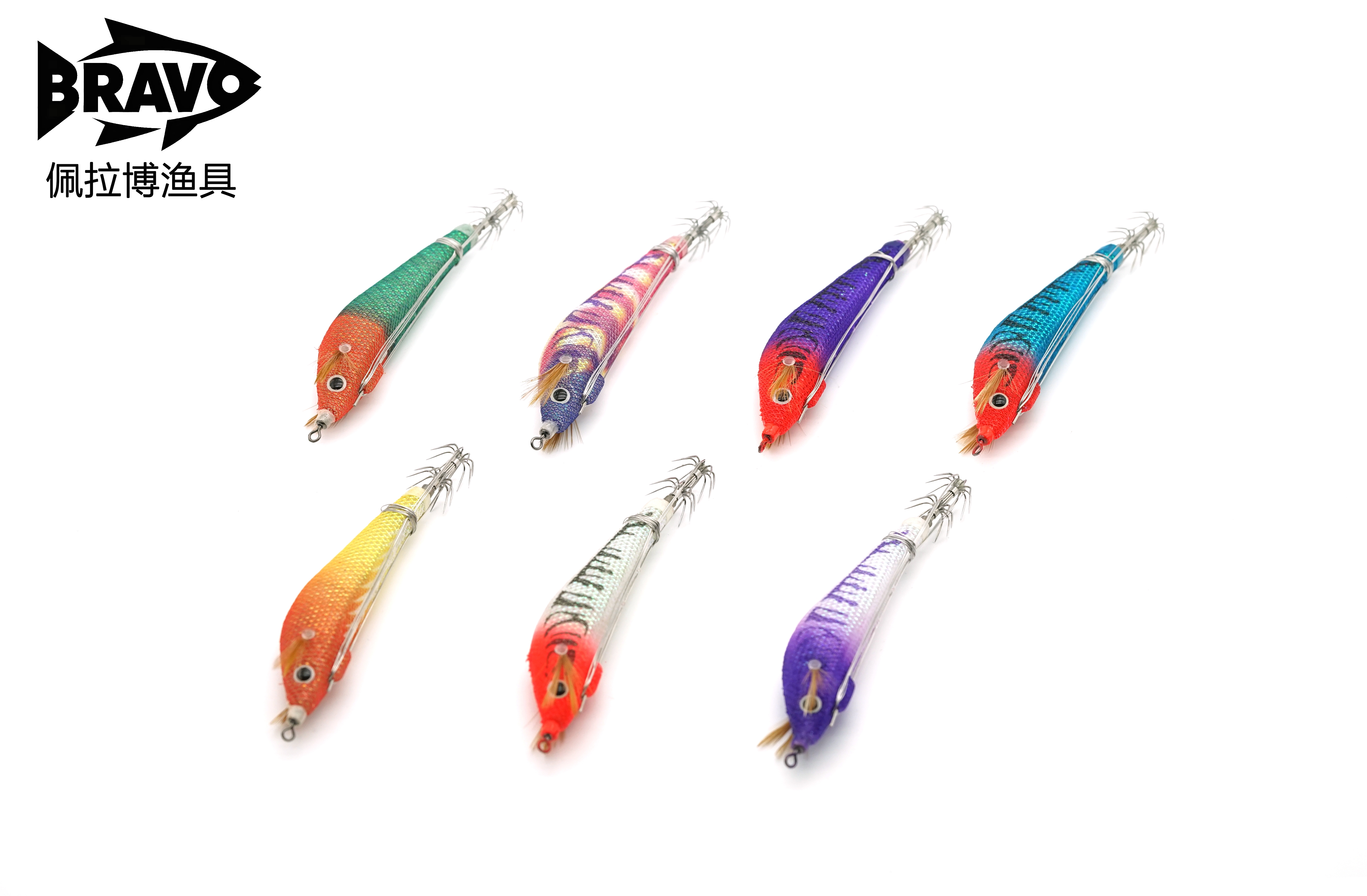 BRAVO steel wire wood shrimp bait artificial bait can be used to bind live baits with fish slices, glow-in-the-dark UV squid hooks and artificial shrimp