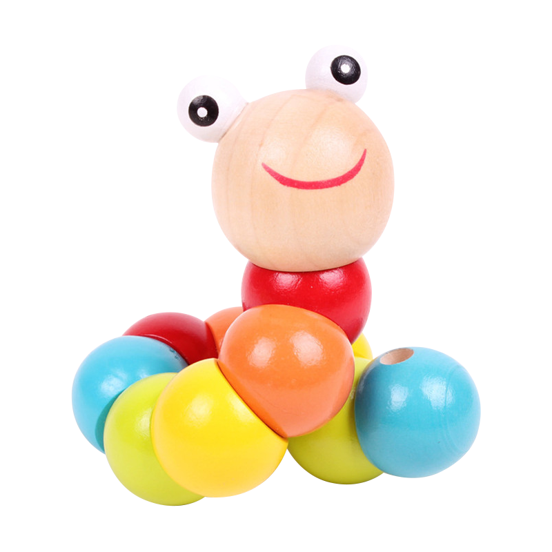 Wooden, versatile, twisted, caterpillar, beaded, and beaded children's and babies' early education and intelligence toys, color recognition building blocks gift box set Specification image