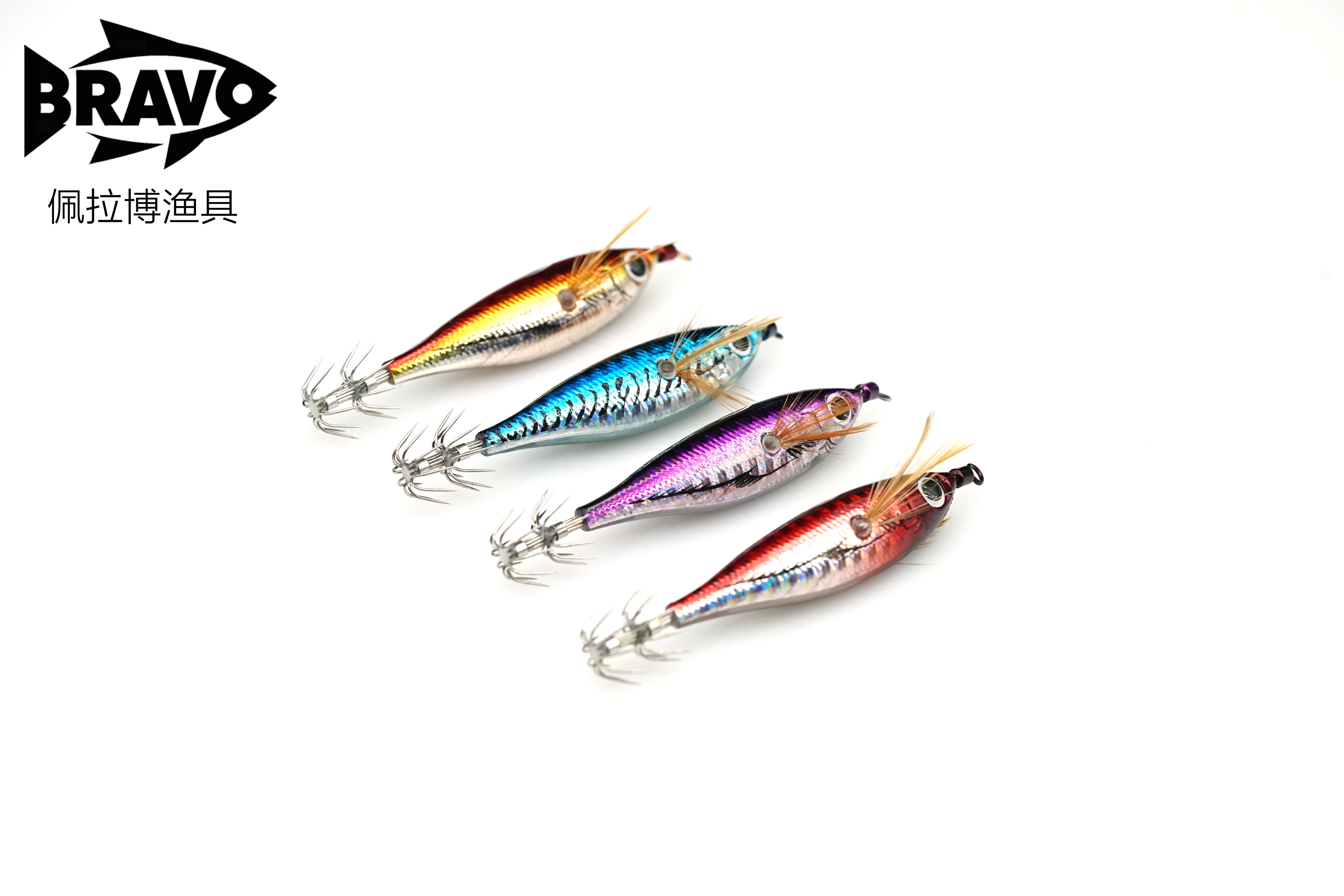 BRAVO laser horizontal shrimp squid hook, sea fishing octopus hard bait, luminous wood shrimp lure bait, squid fake bait, Japanese imported hook