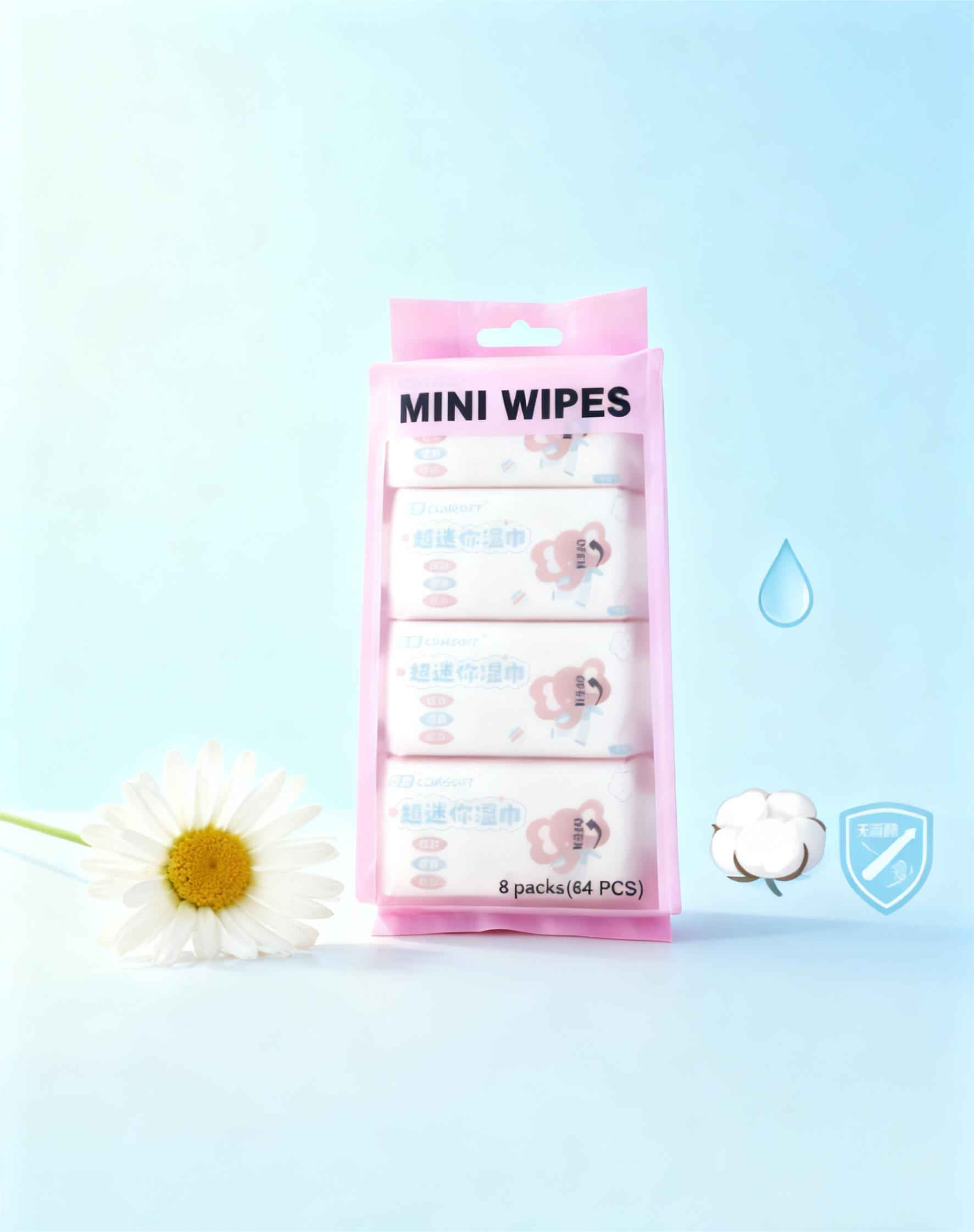 婴儿便携迷你湿巾 母婴级低敏配方 8 包组合装 儿童辅食清洁专用巾