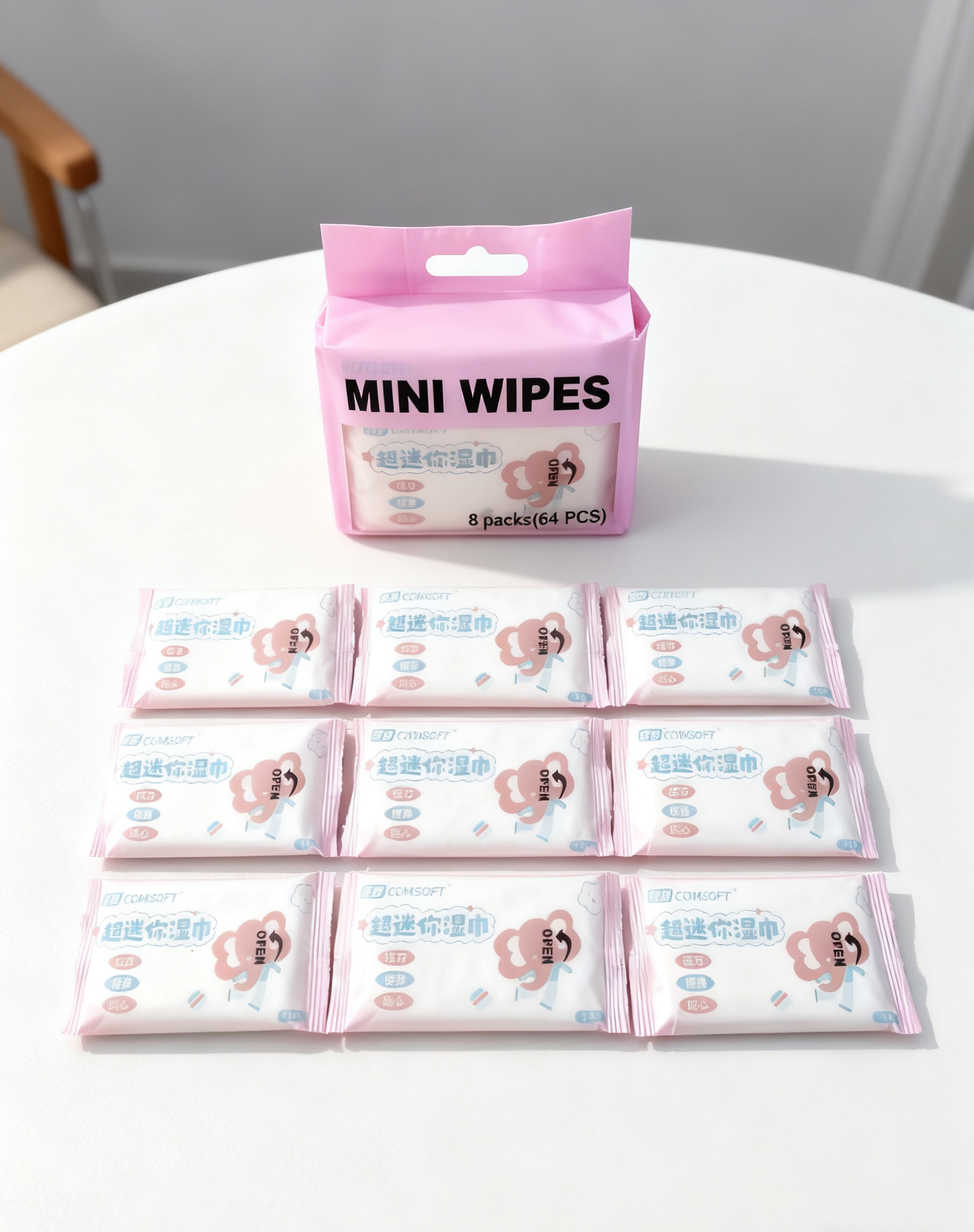 婴儿便携迷你湿巾 母婴级低敏配方 8 包组合装 儿童辅食清洁专用巾细节图