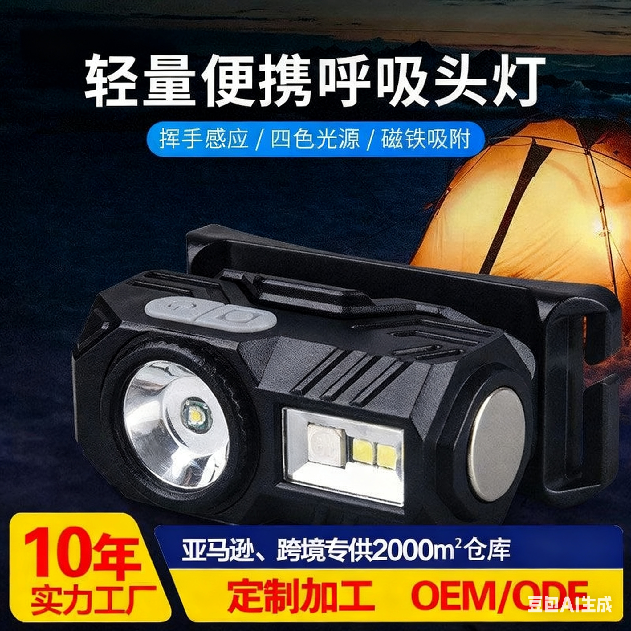 T131 Light sensor headlamp USB charging night fishing lamp Running cap clipper headlamp Wearing dual-purpose four-source LED headlamp