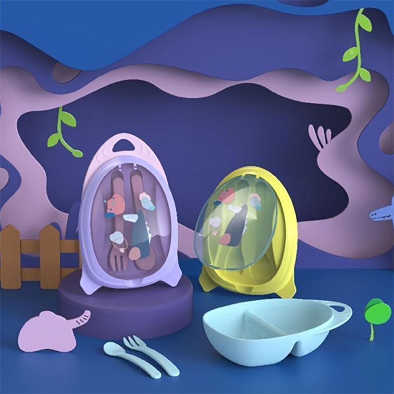 卡通萌趣儿童餐具套装 便携收纳辅食碗叉勺 宝宝专用分格餐具详情2