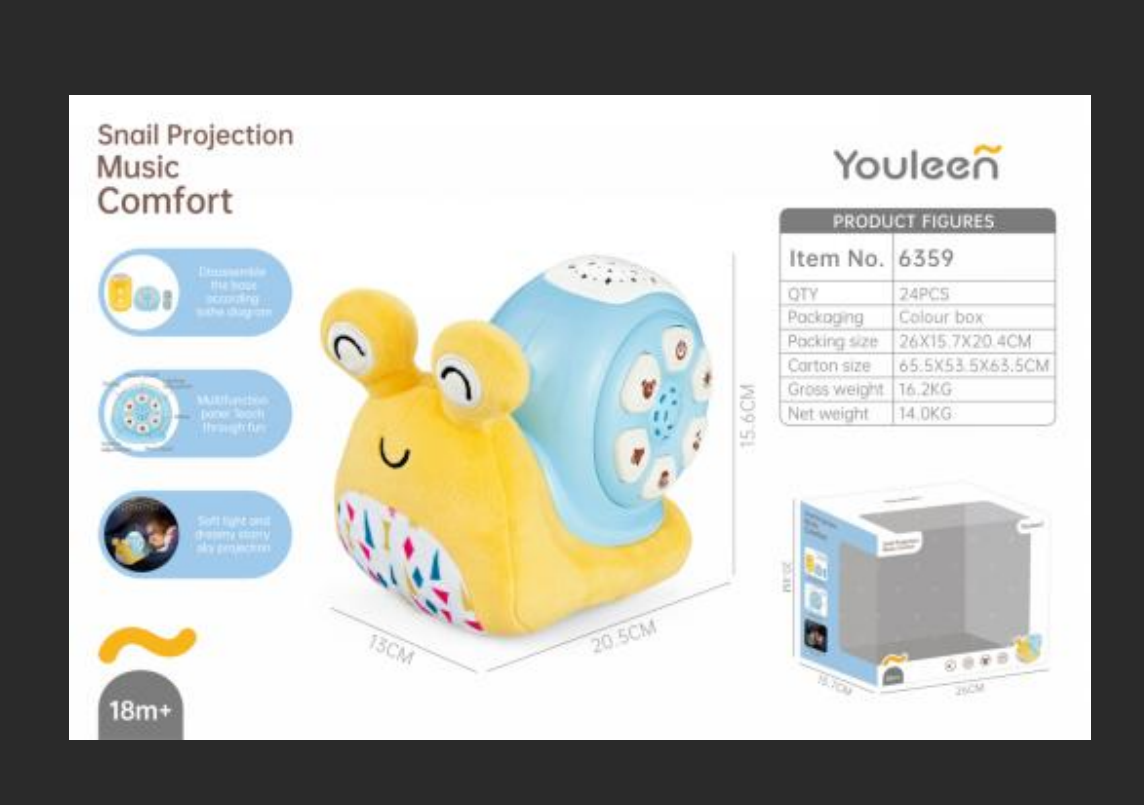 Jiaqu Snail Starry Sky Projection Music Soothing Device with Sound and Light Music