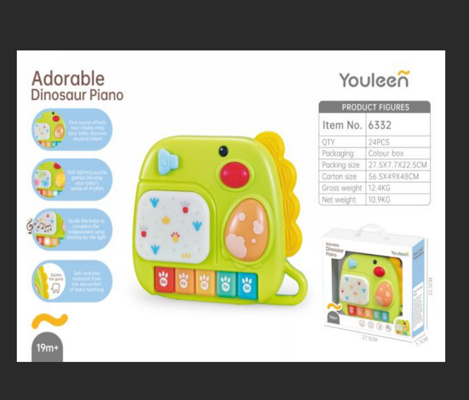 Jiaqu Yiqu Baby and Children's Sound and Light Two-in-one Cute Dinosaur Piano