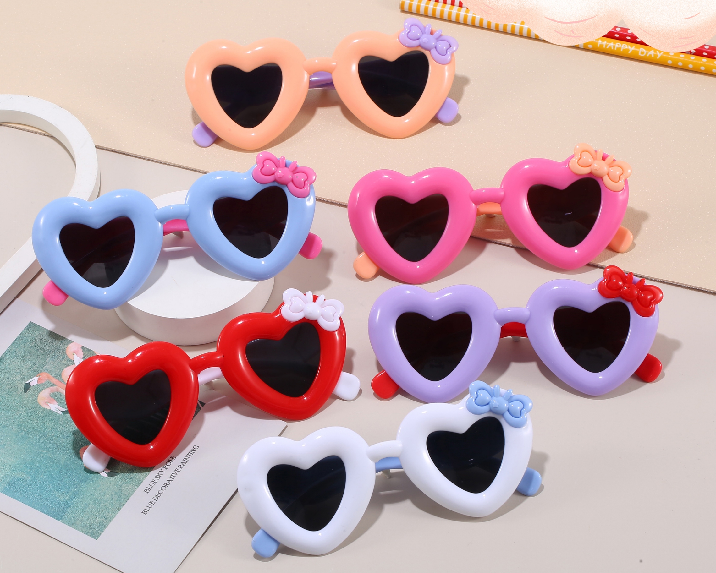 2613儿童爱心太阳镜男女童可爱卡通眼镜