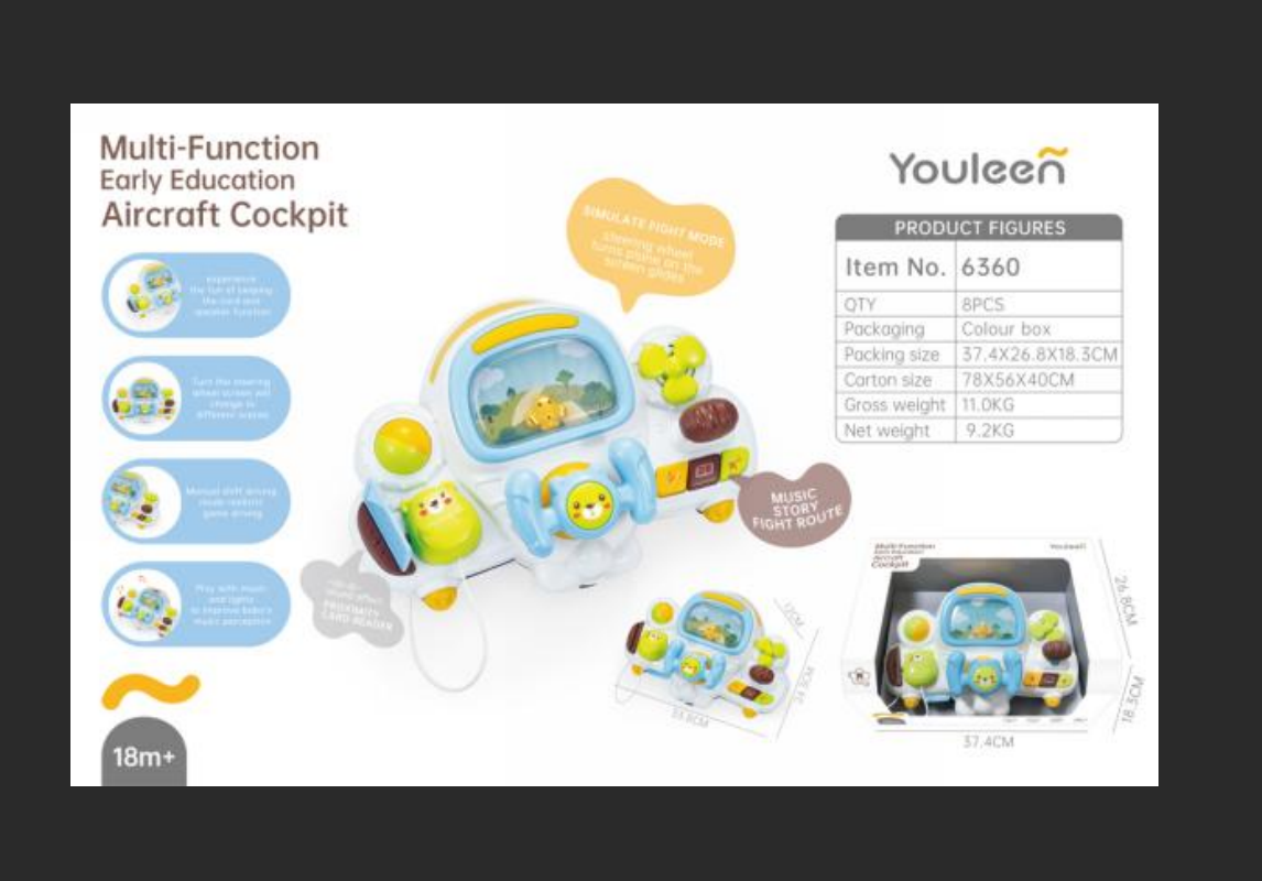 Jiaqu Educational Fun Multi-functional Aircraft Cockpit for Infants and Children