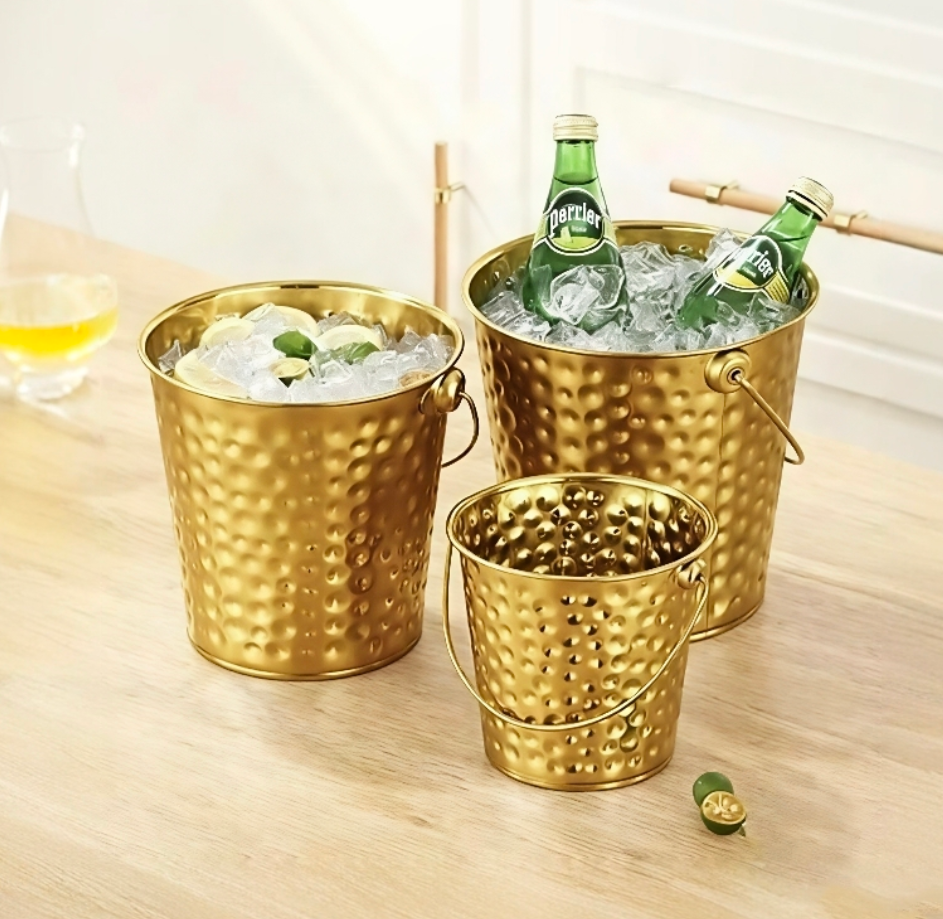 欧式奢华锤纹冰桶加厚不锈钢金属香槟桶鹿角冰桶红酒冰桶商用冰桶