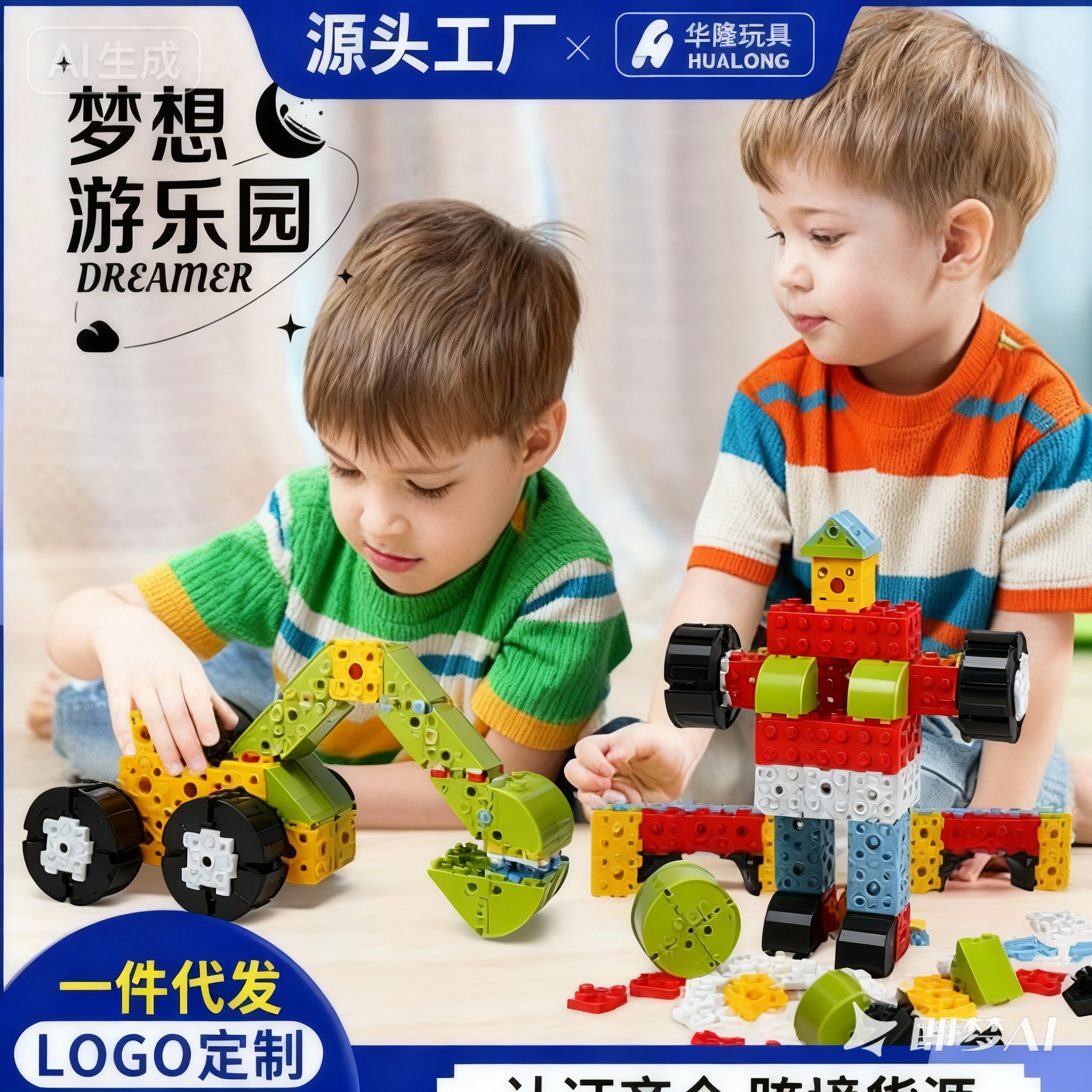 外贸益智儿童积木塑料魔法方块拼装立方体颗粒