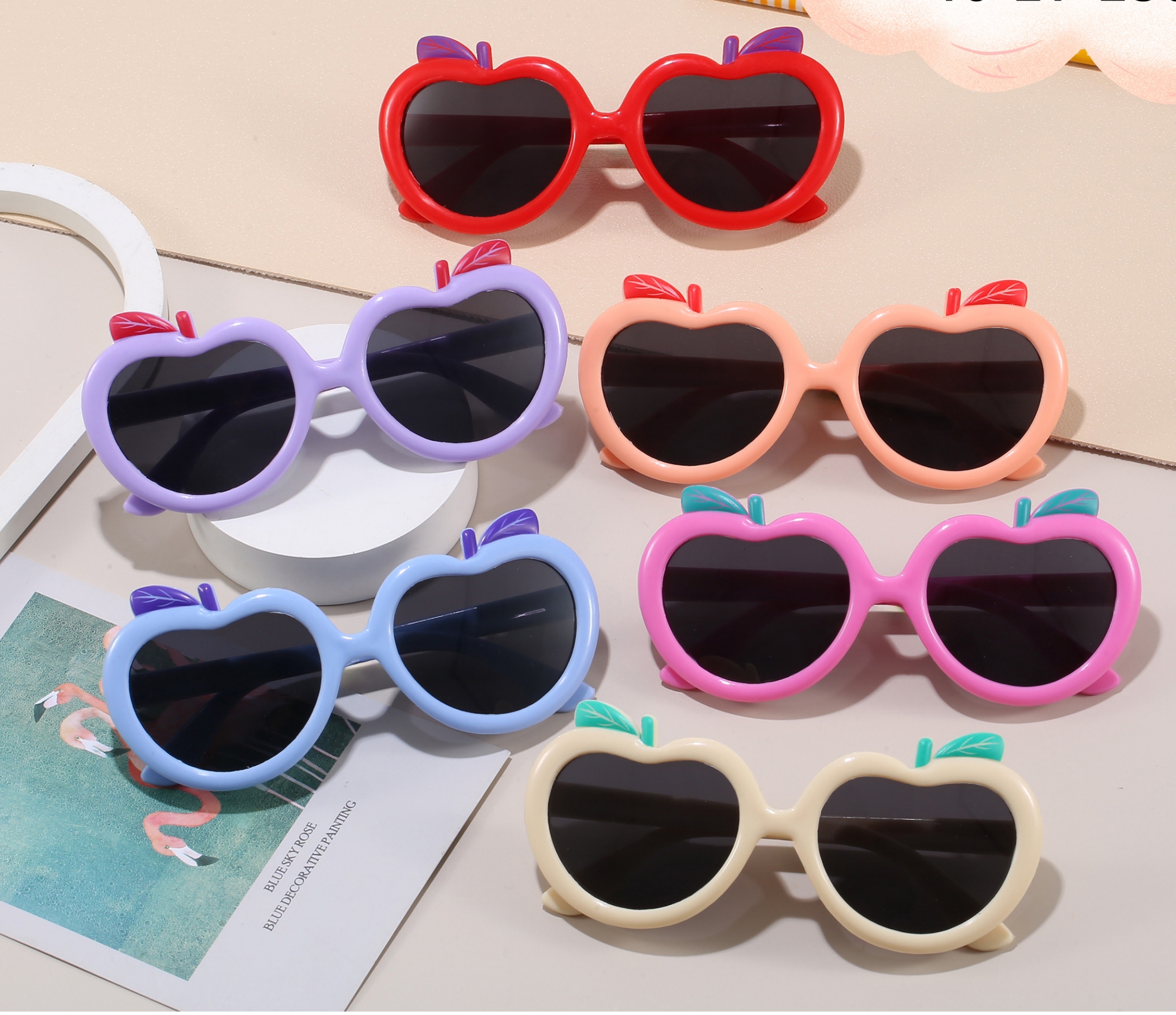 2612儿童墨镜男女童苹果搞怪太阳镜遮阳装饰眼镜