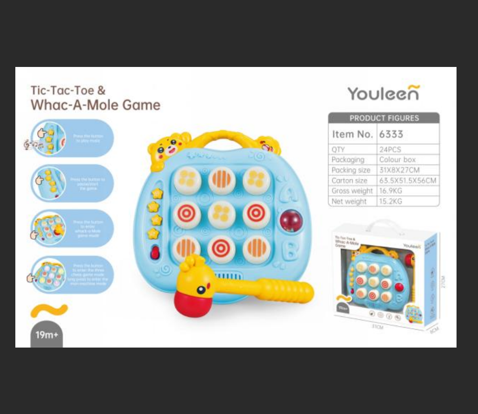 Jiaqu Yiqu Children's Sound and Light Three-in-a-Row Chess & Whack-a-Mole Game