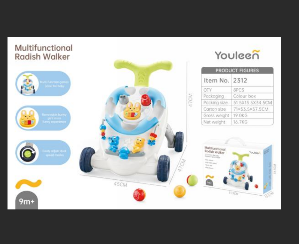 Jiaqu Yiqu Baby's Sound and Light Mengqu 2312 Baby Walker