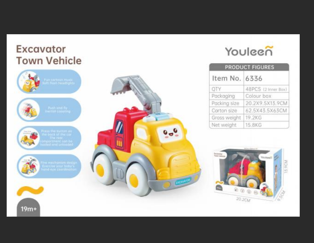 Jiaqu Yiqu Infant and Children's Sound and Light Cute Urban Traffic Excavator