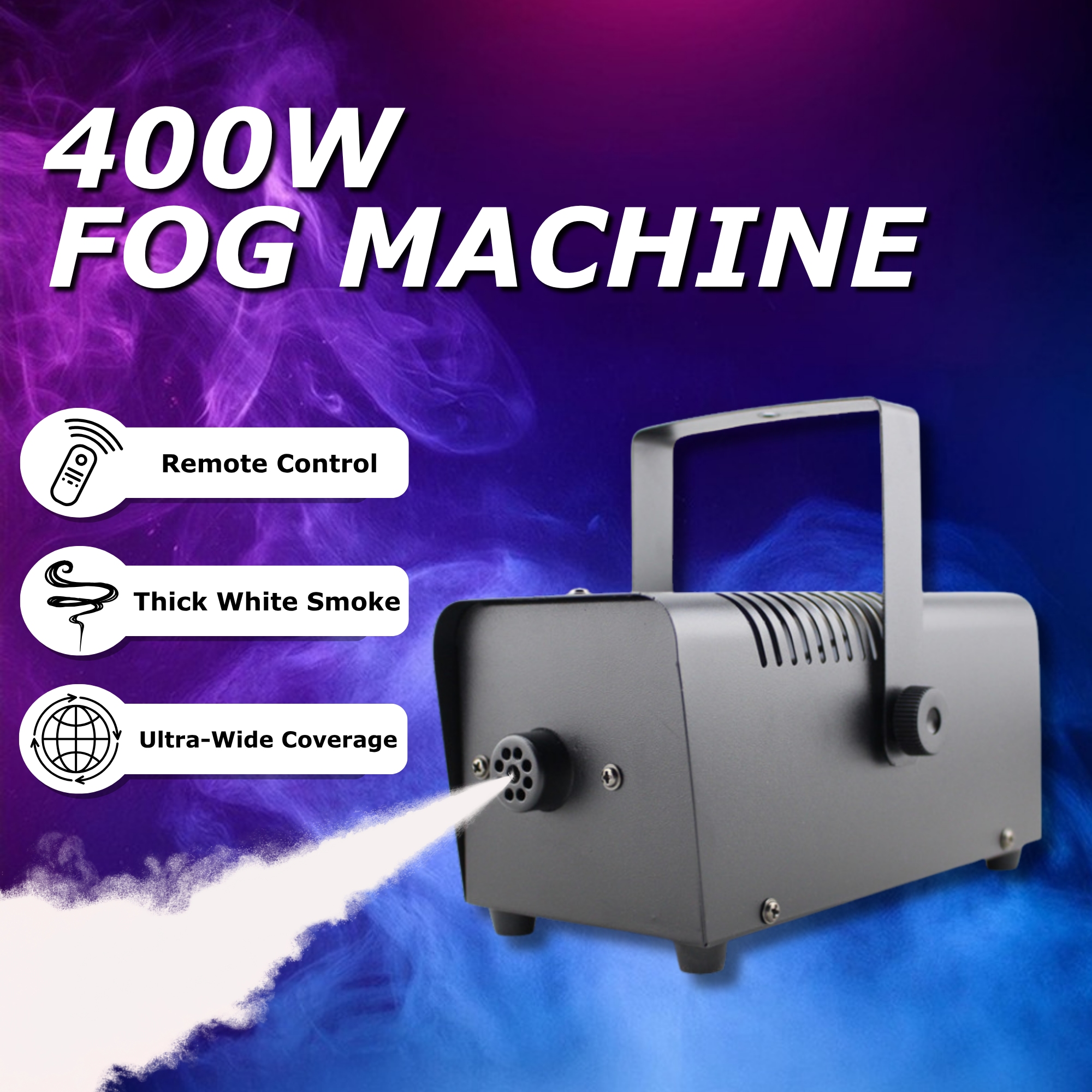 Source Factory 400W Remote Control Small Portable Smoke Hood Without Light, Stage, Large Wedding Event, Music Festival, Ktv, Bar, Nightclub Atmosphere Creation Smoke Sprayer