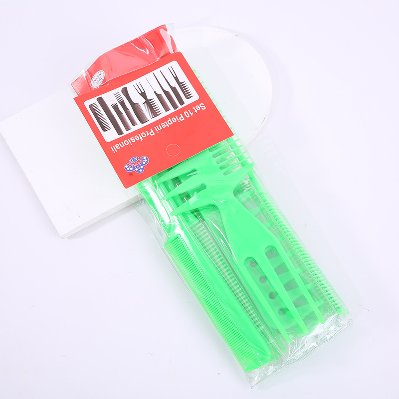 跳跳猪十件套批发跨境专供10件套梳理发店化妆造型美发梳组合套装现货详情7