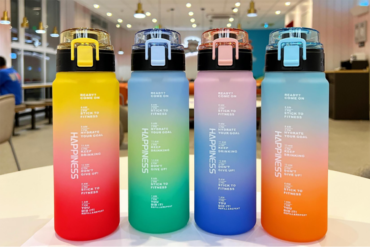 渐变磨砂运动水杯 健身时间提醒弹盖杯 HAPPINESS系列大容量便携防漏水壶 男女高颜值健身日常随手杯详情2